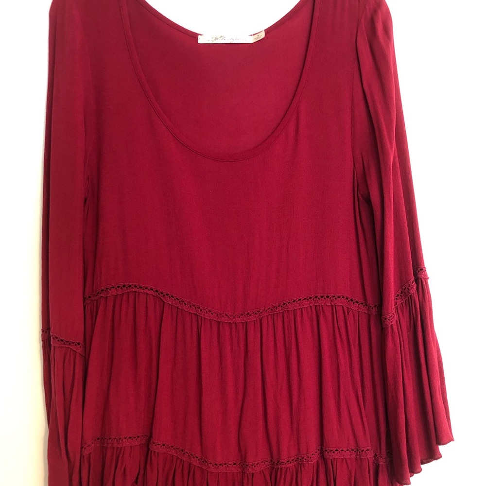 Red crimson peasant blouse
